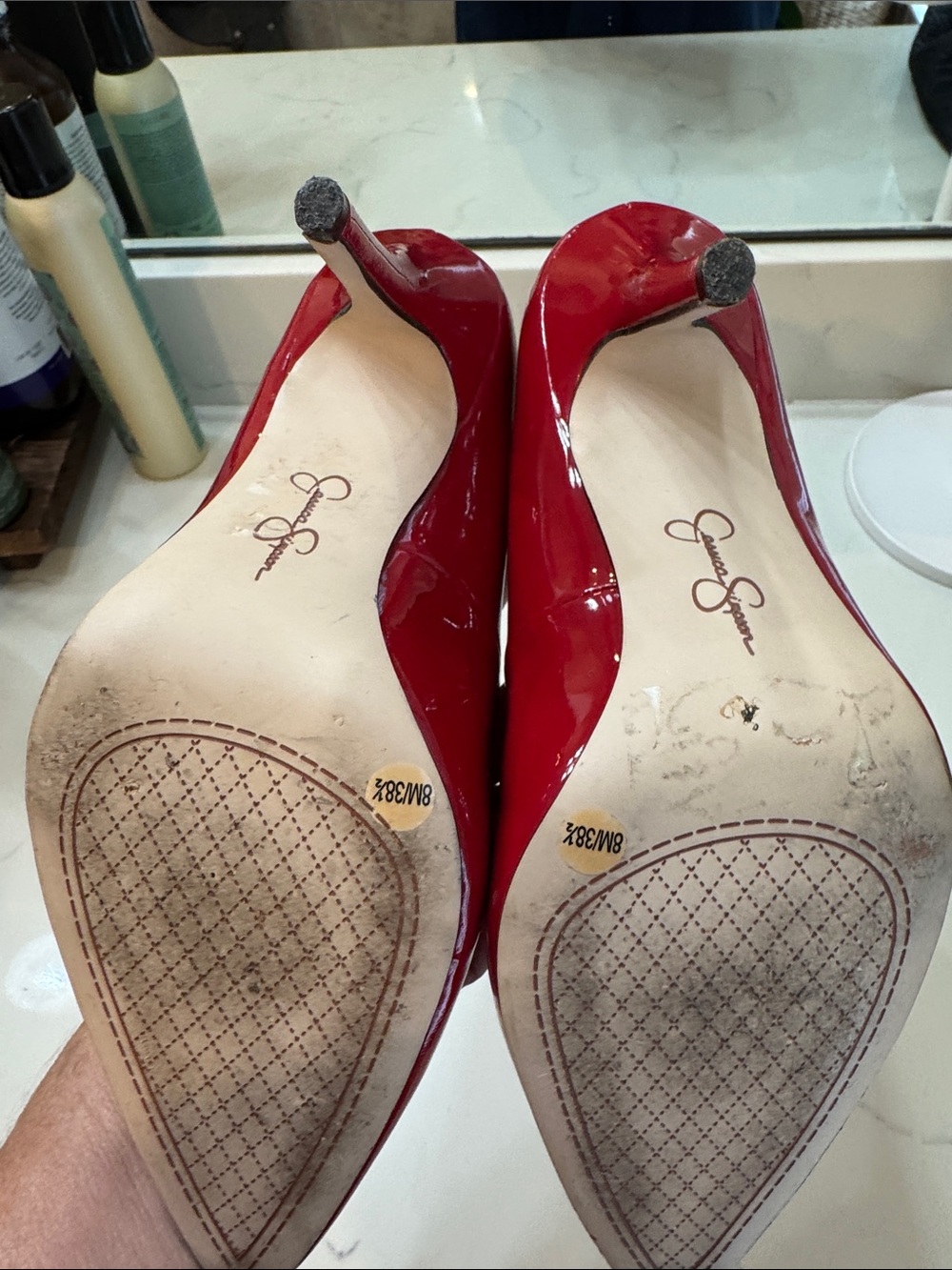 Jessica Simpson Red Patent Pointed Toe Pumps - Picture 3 of 4